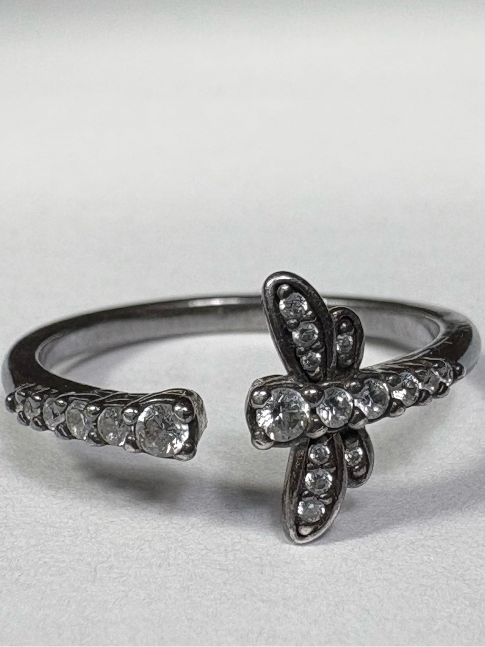 *authentic* pandora sparkling open dragonfly ring